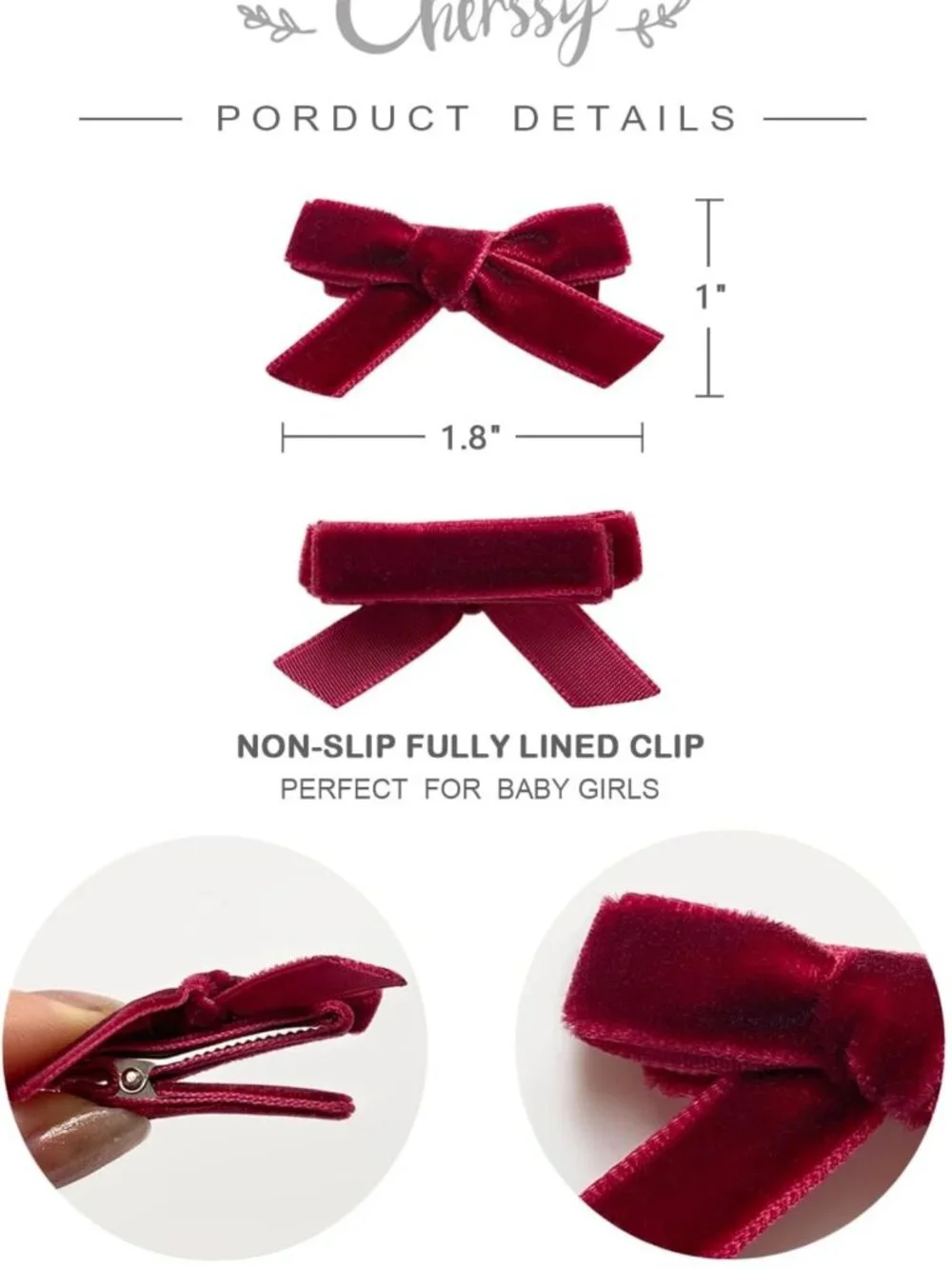 20pcs Velvet Mini Hair Bows for Baby Girls | Handmade Non-Slip Toddler Clips